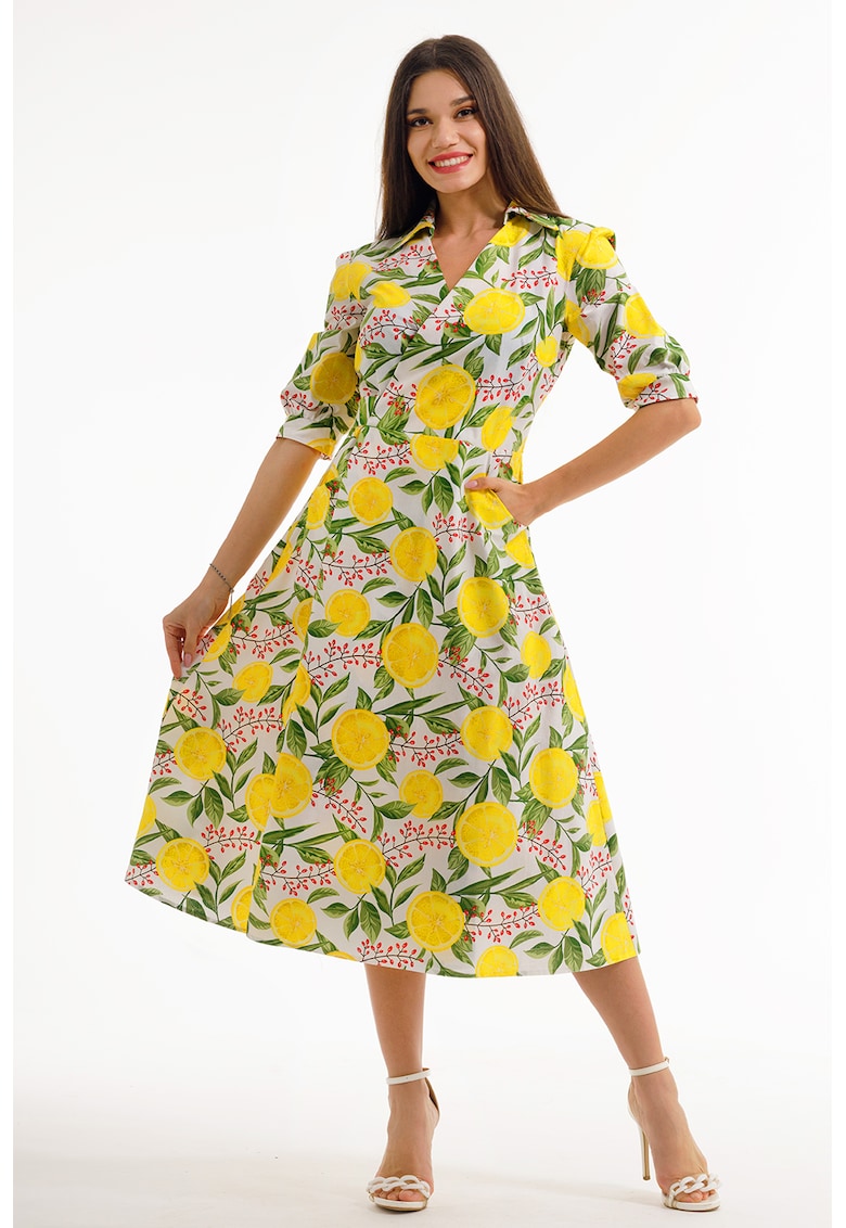 Rochie midi cu decolteu in V