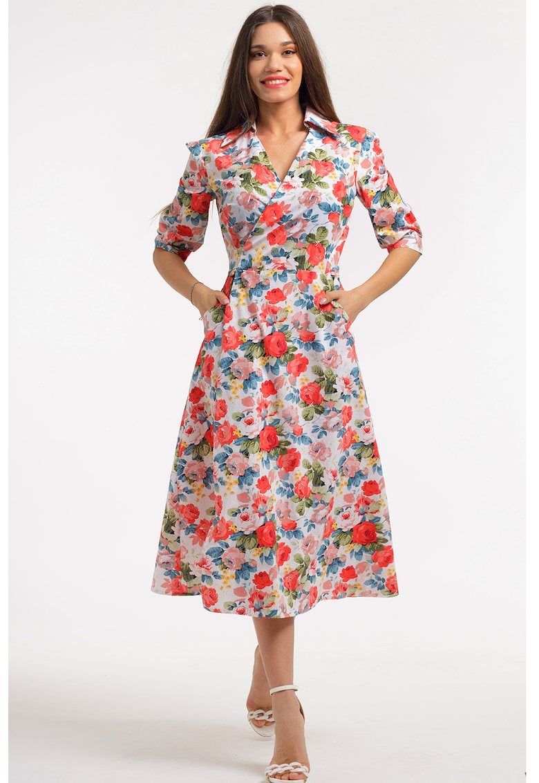 Rochie midi cu decolteu in V