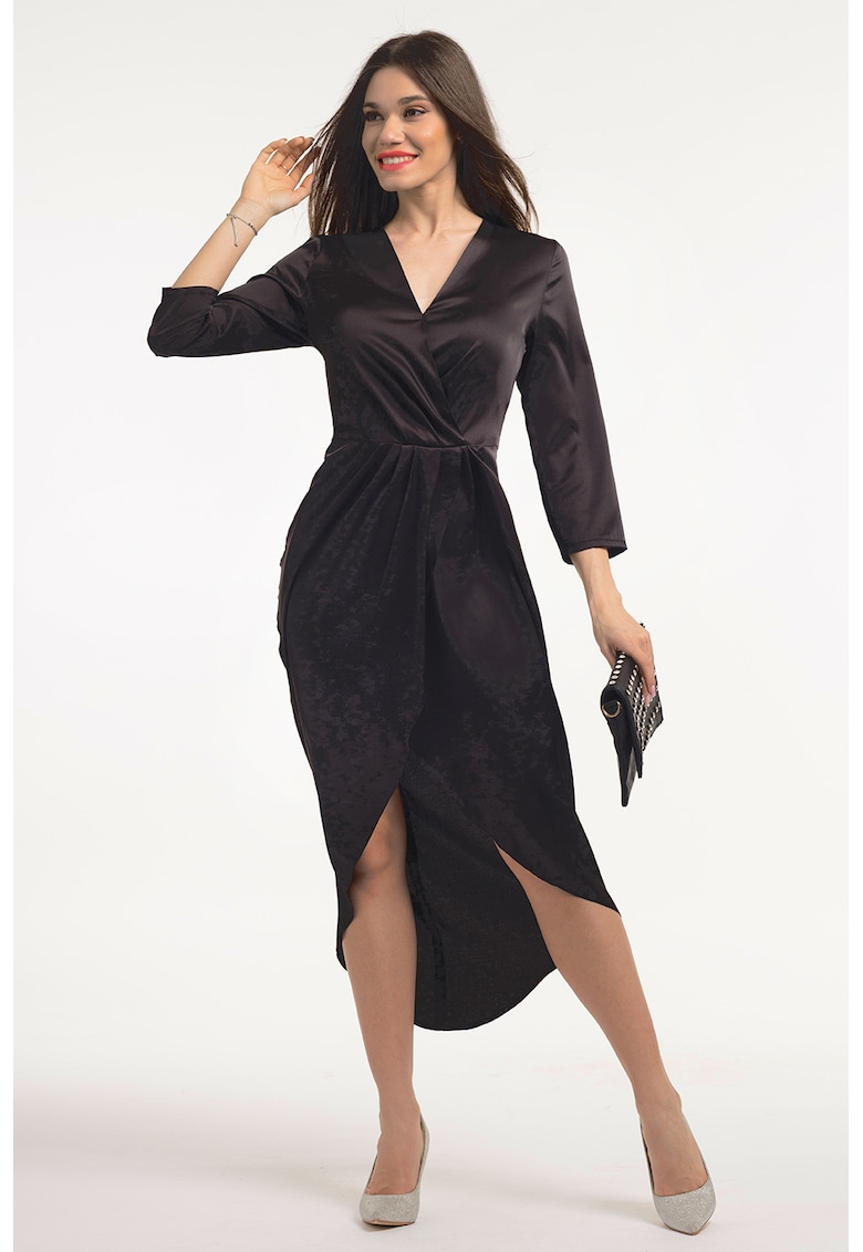 Rochie din satin cu decolteu in V