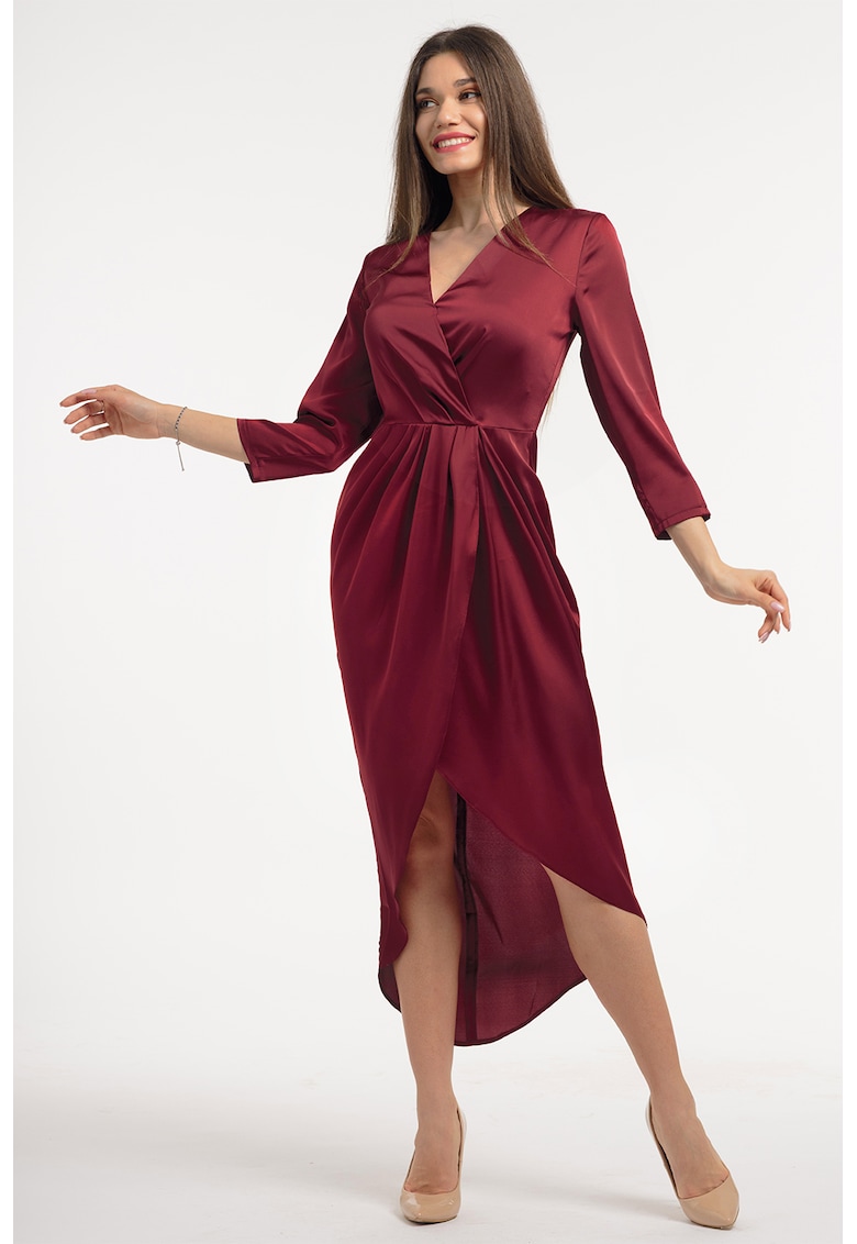 Rochie din satin cu decolteu in V