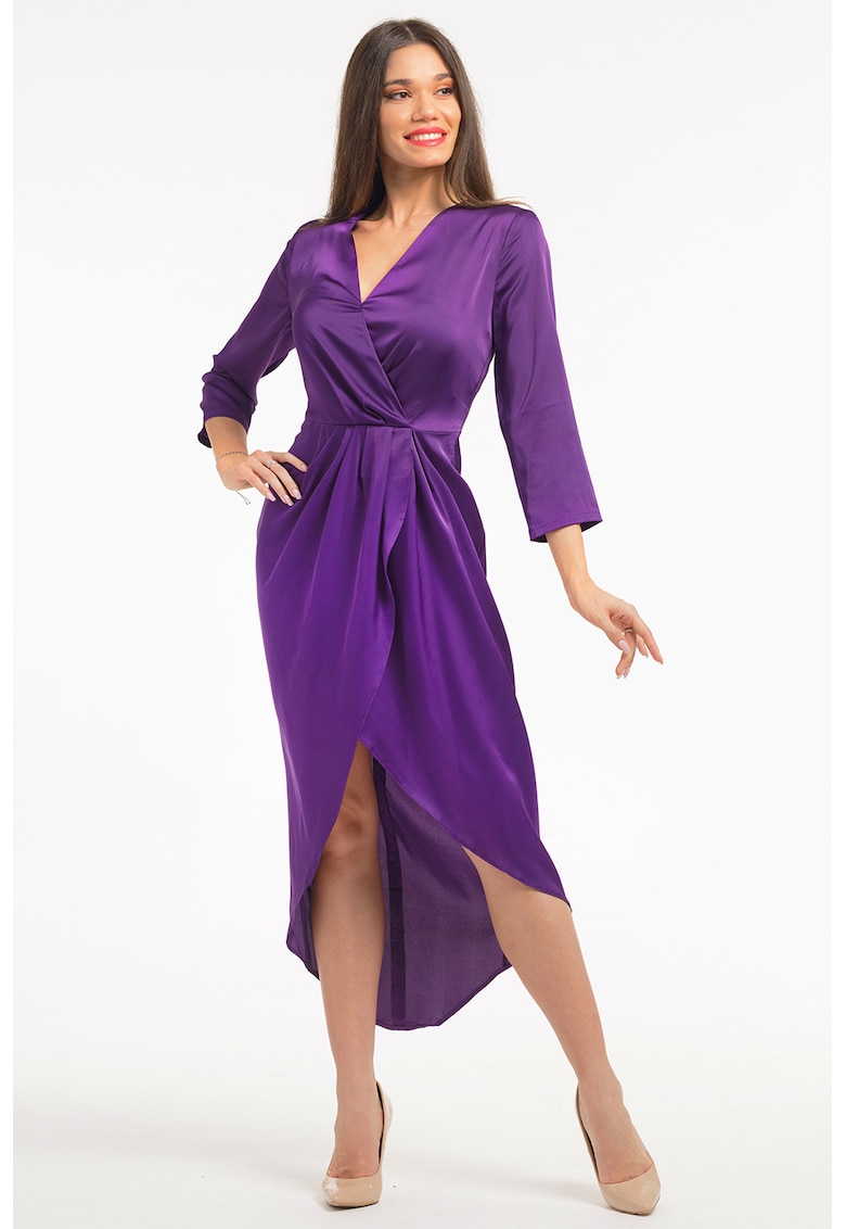 Rochie din satin cu decolteu in V