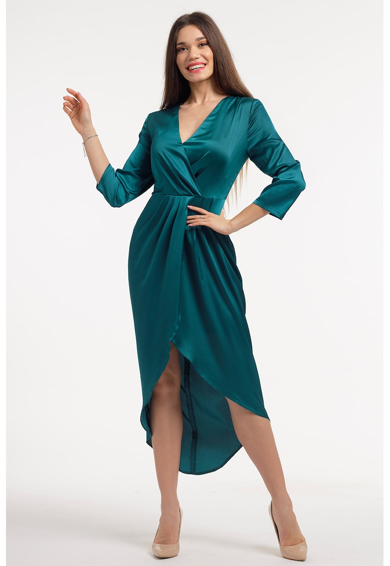 Rochie din satin cu decolteu in V