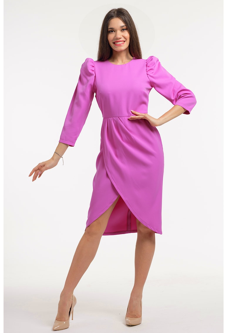 Rochie midi cu maneci bufante