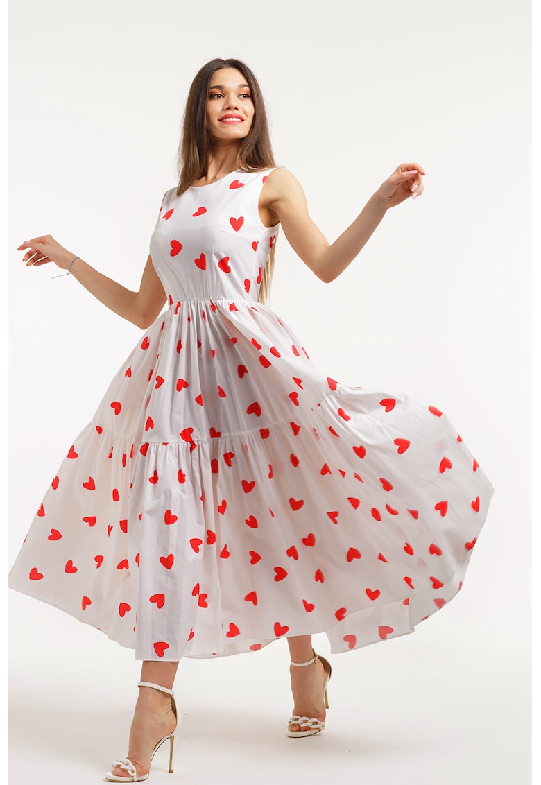 Rochie evazata fara maneci cu buzunare laterale