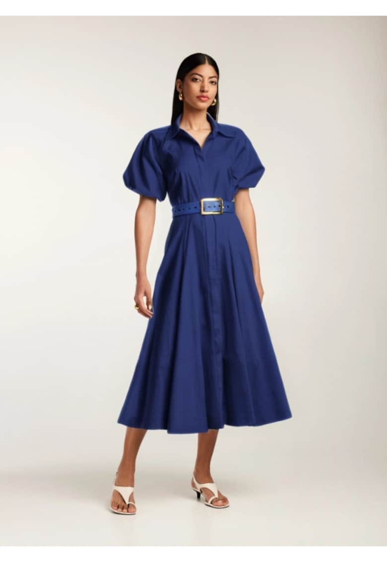 Rochie midi din bumbac tip camasa cu maneci scurte Oman