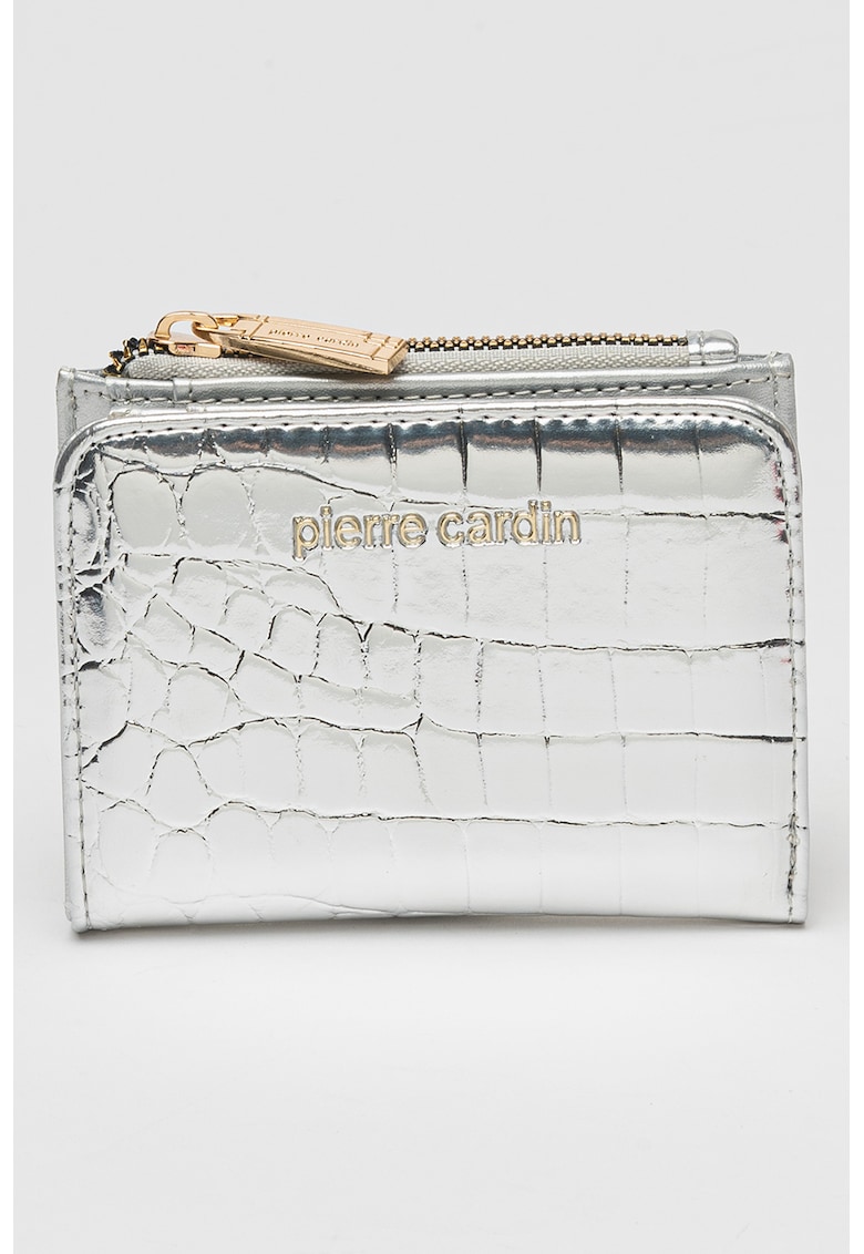 Portofel cu logo metalic si fermoar - Argintiu