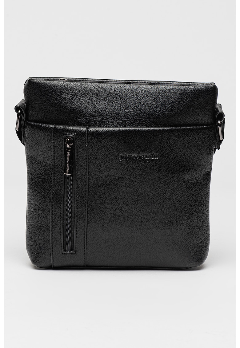 Geanta crossbody de piele ecologica cu logo - Negru