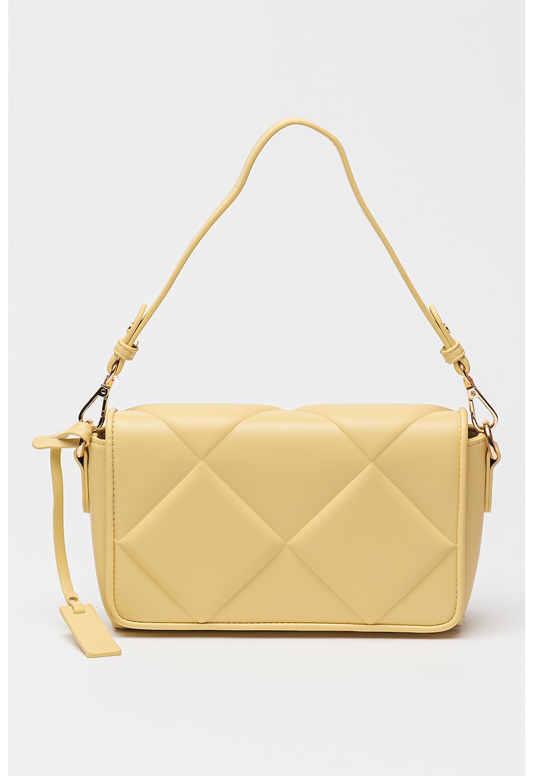 Geanta din piele ecologica cu bareta de umar si aspect matlasat