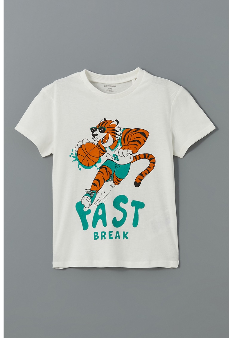 Tricou de bumbac cu imprimeu text si grafic