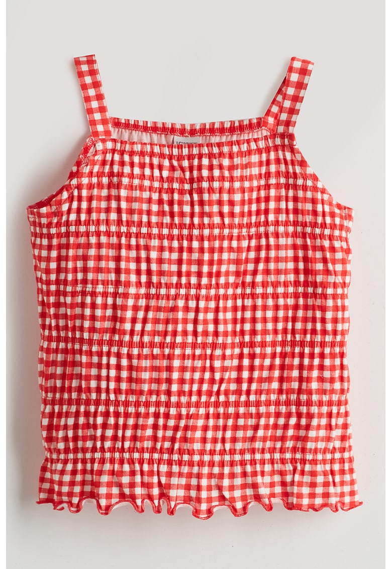 Top cu terminatie valurita si model in carouri