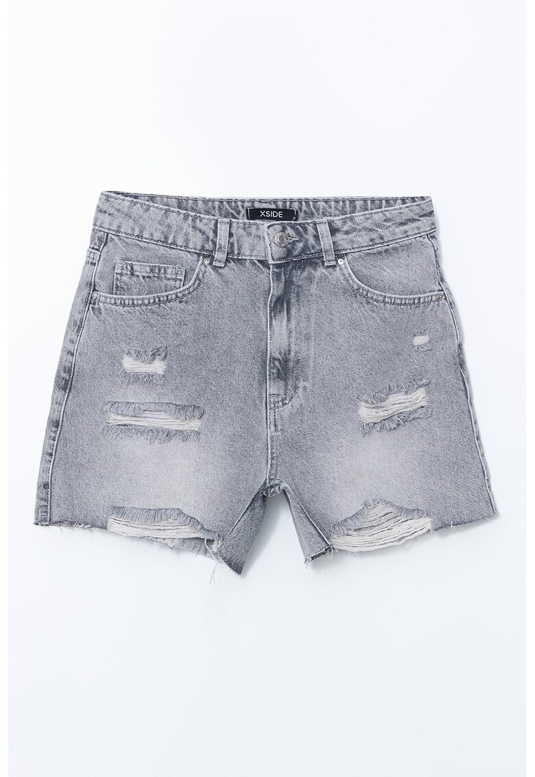 Blugi scurti slim fit cu aspect deteriorat Blugi scurti slim fit cu aspect deteriorat