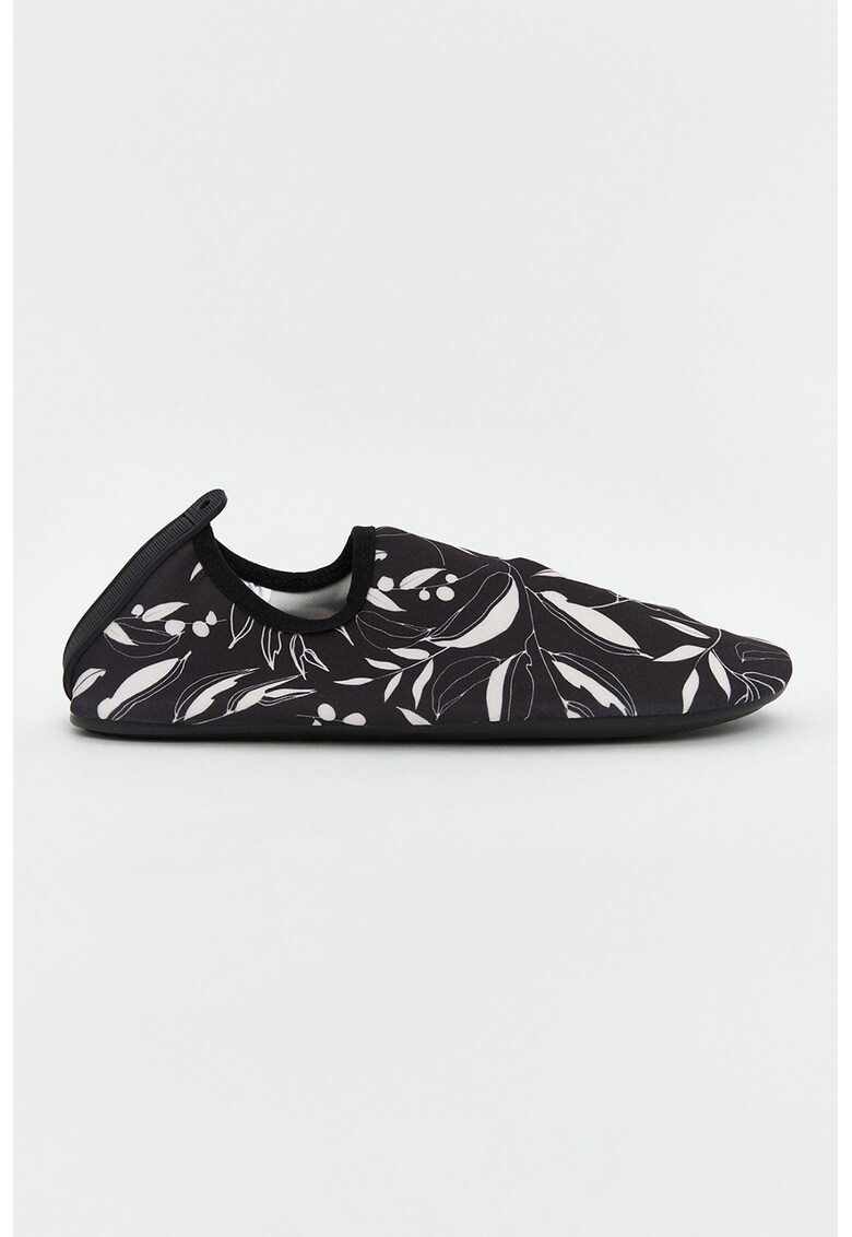 Pantofi din material textil cu imprimeu - Alb/Negru