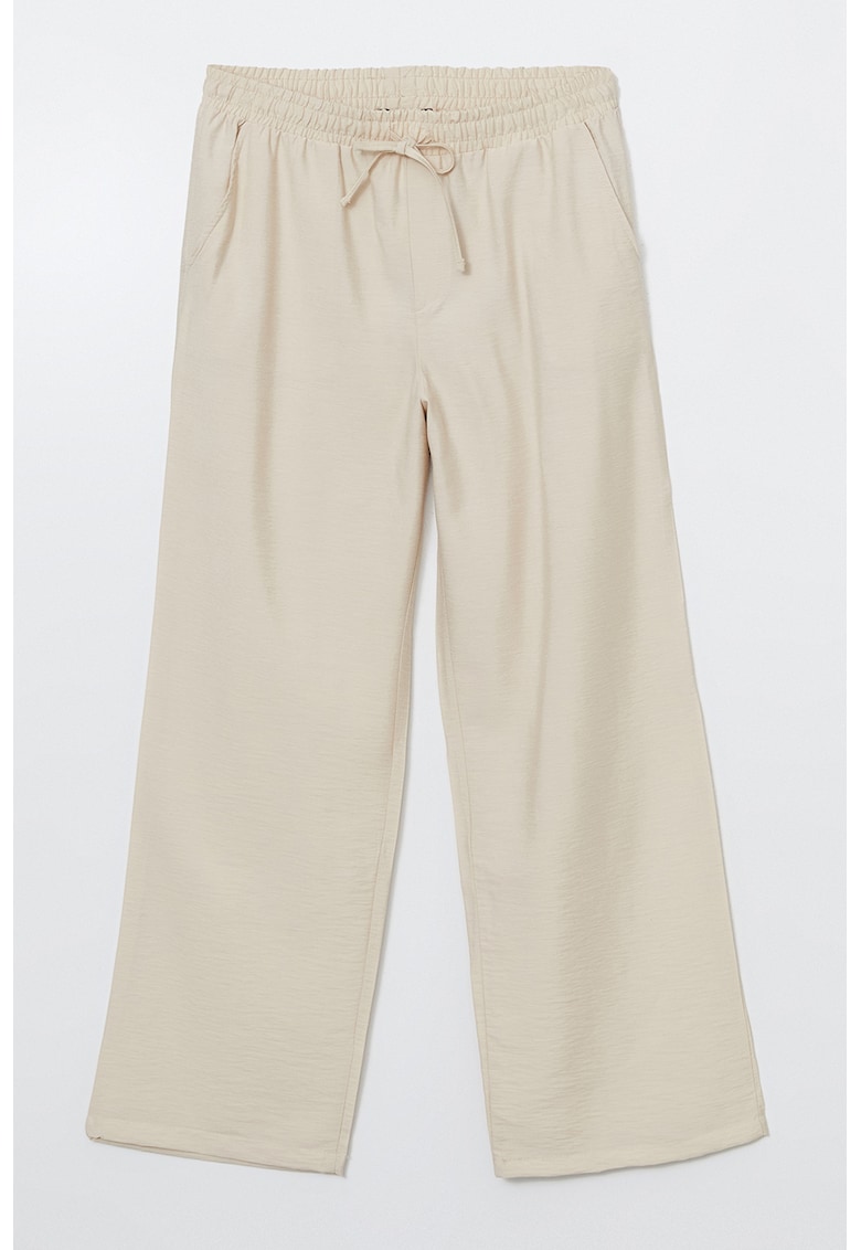 Pantaloni crop cu croiala ampla si talie ajustabila