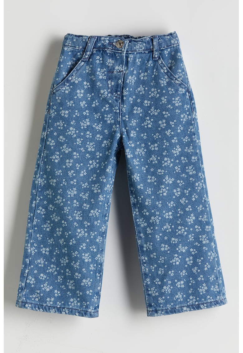 Blugi cu croiala ampla si model floral