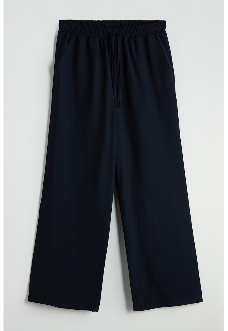 Pantaloni crop cu croiala ampla si talie ajustabila