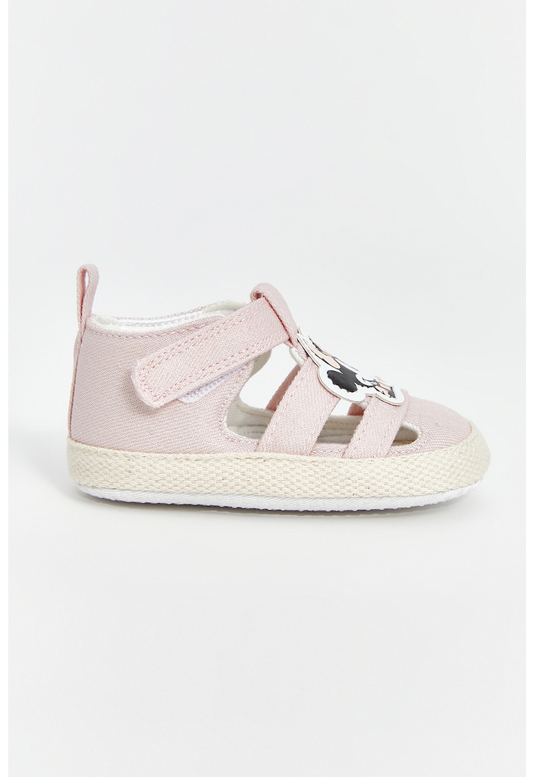 Sandale cu velcro si aplicatie Minnie Mouse