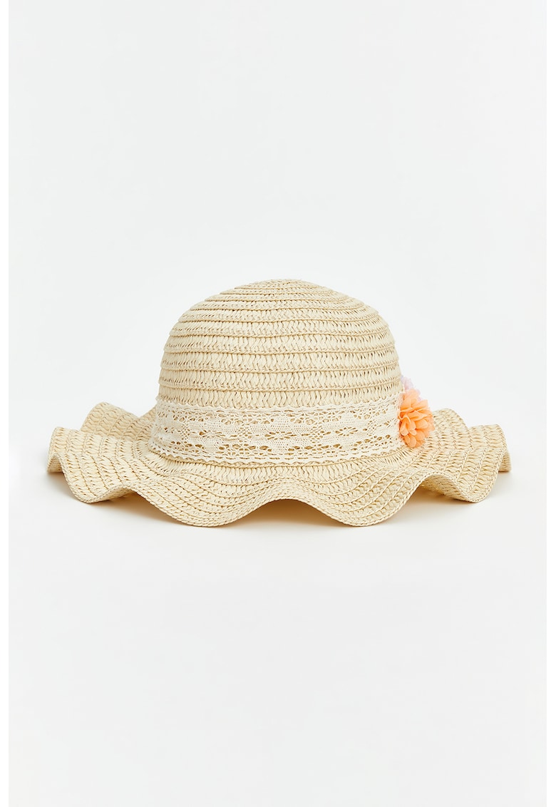 Palarie cu detalii cu model floral - Portocaliu - Bej -