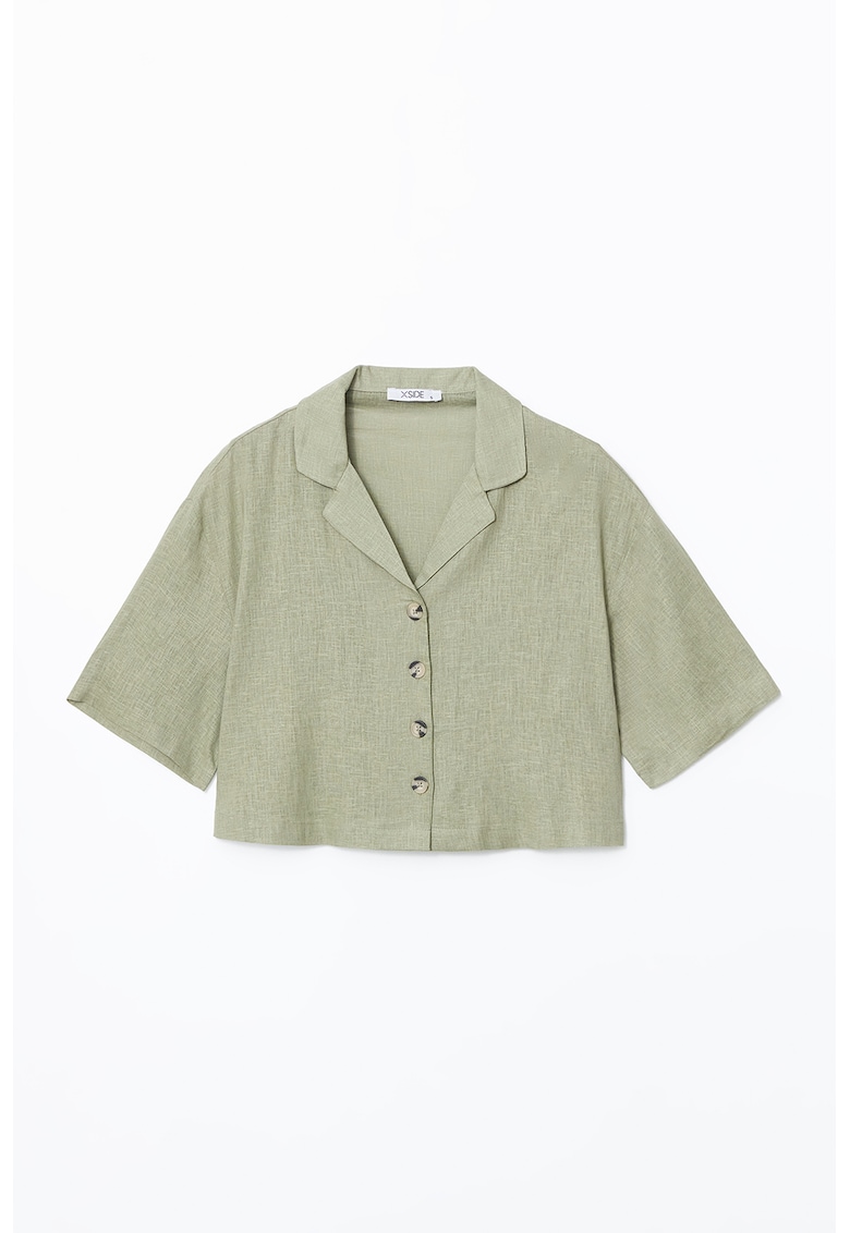 Camasa crop cu decolteu in V