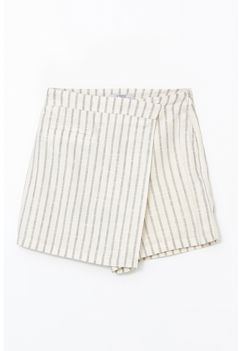 Fusta-pantalon slim fit din amestec de in