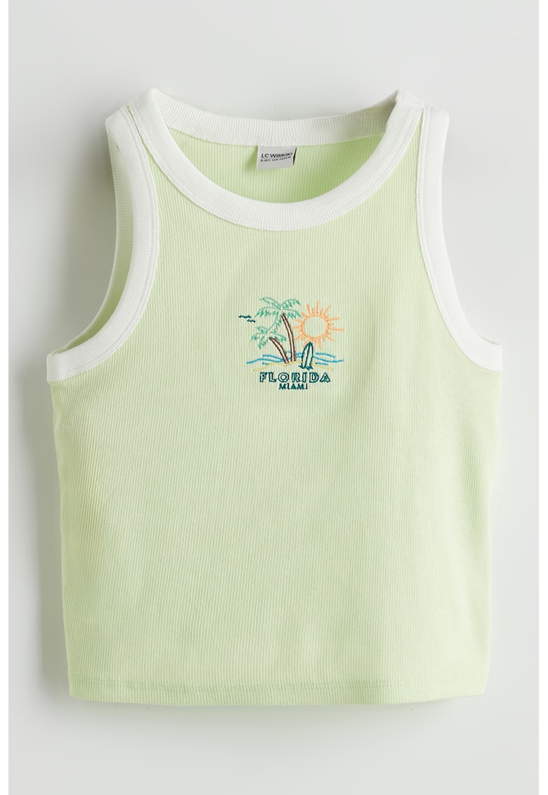 Top crop cu decolteu rotund