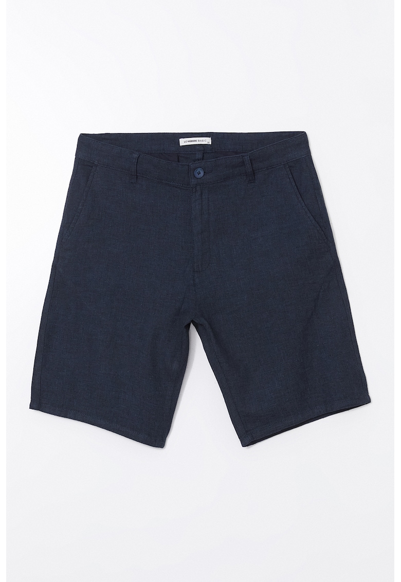 Bermude chino din amestec de bumbac si in cu model uni