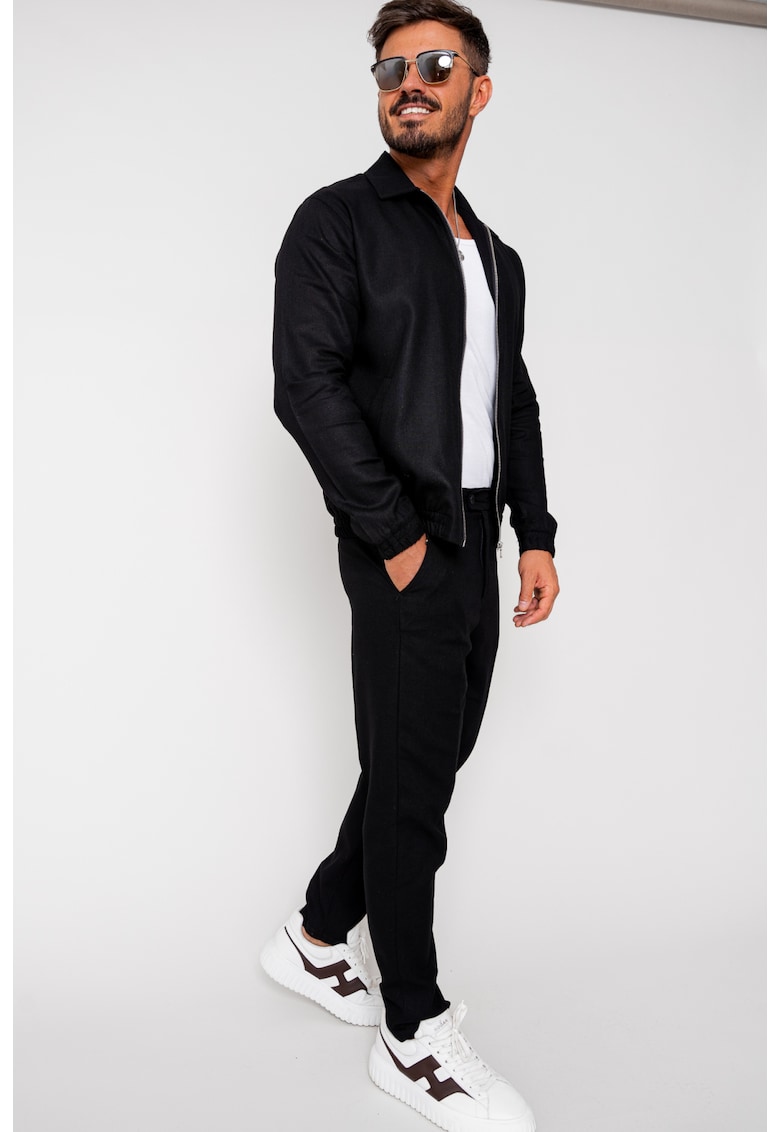 Set Toscano Jacheta cu fermoar si pantalon lung Black 16481