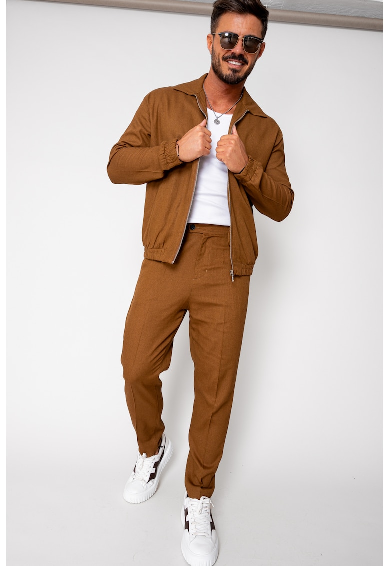 Set Toscano Jacheta cu fermoar si pantalon lung Brown 16465