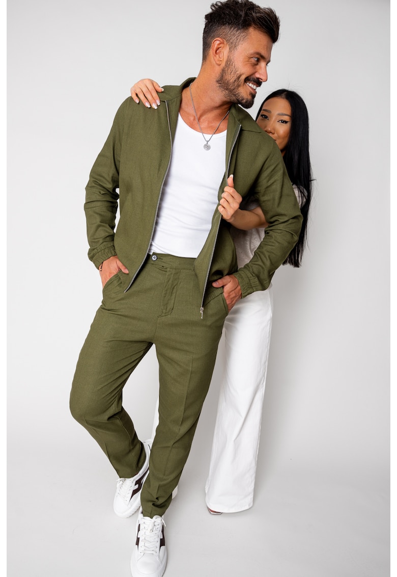 Set Toscano Jacheta cu fermoar si pantalon lung Kaki 16469 - Kaki