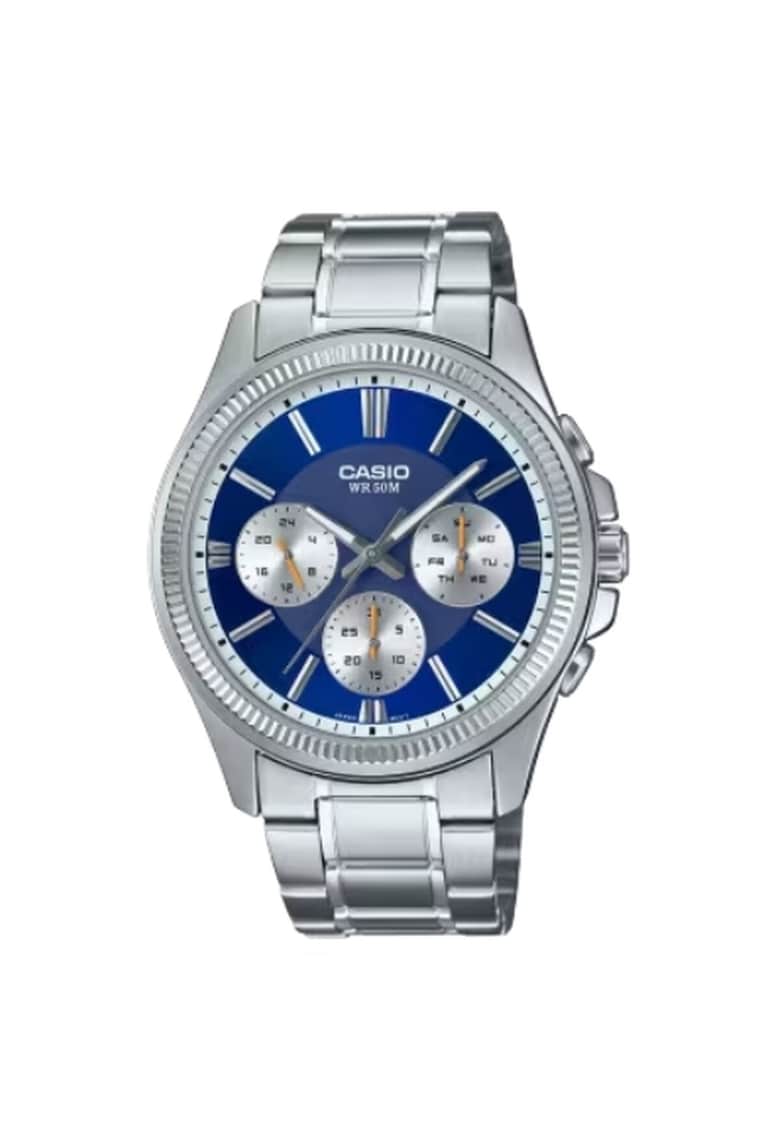 Ceas barbatesc - DAY DATE MULTIFUNCTION - inox - argintiu/albastru