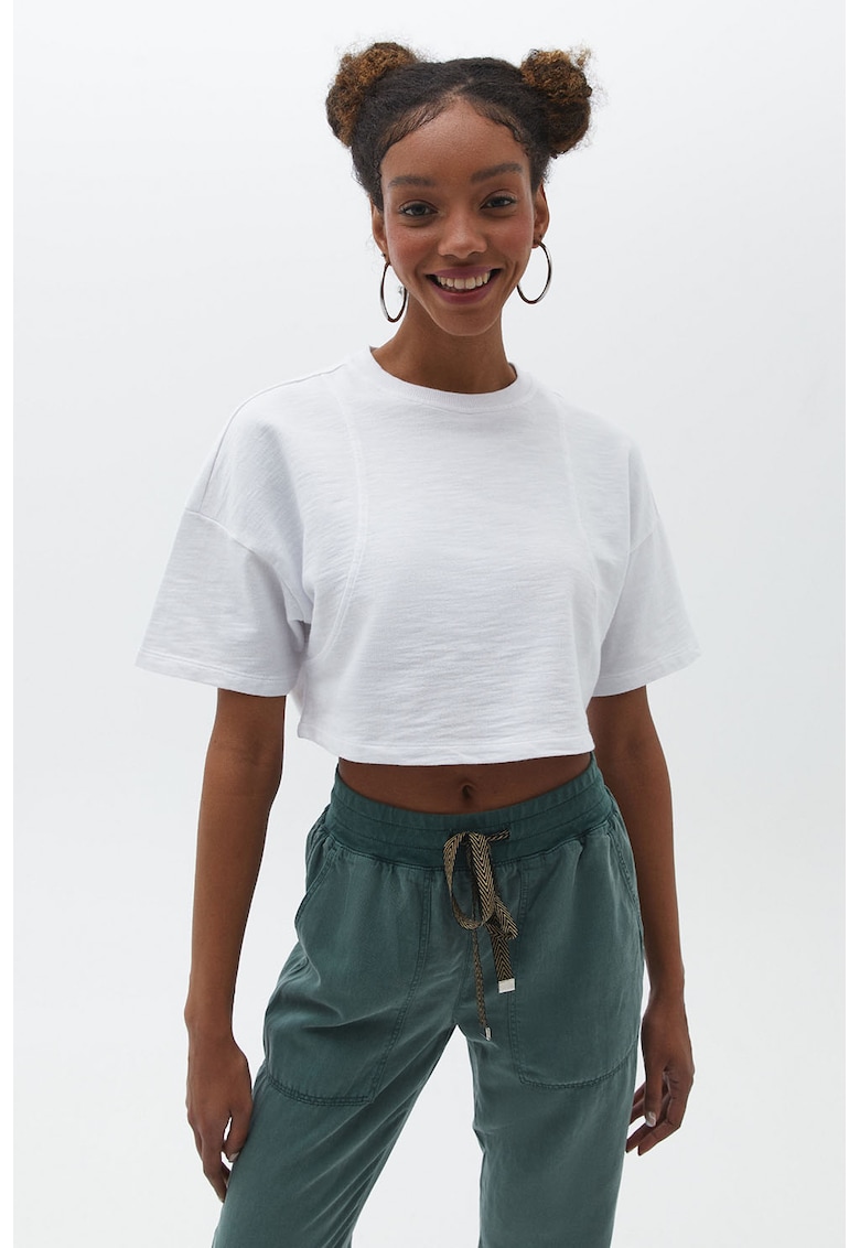 Tricou crop cu maneci cazute