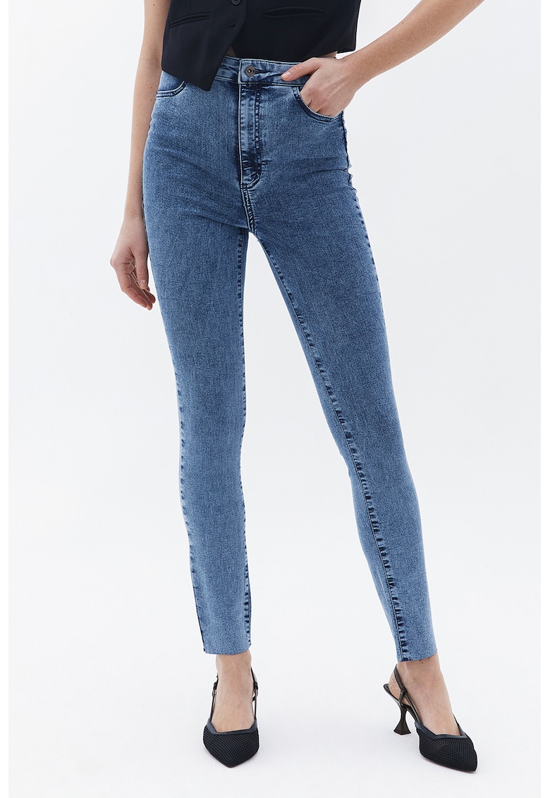 Blugi skinny cu talie inalta - Albastru deschis