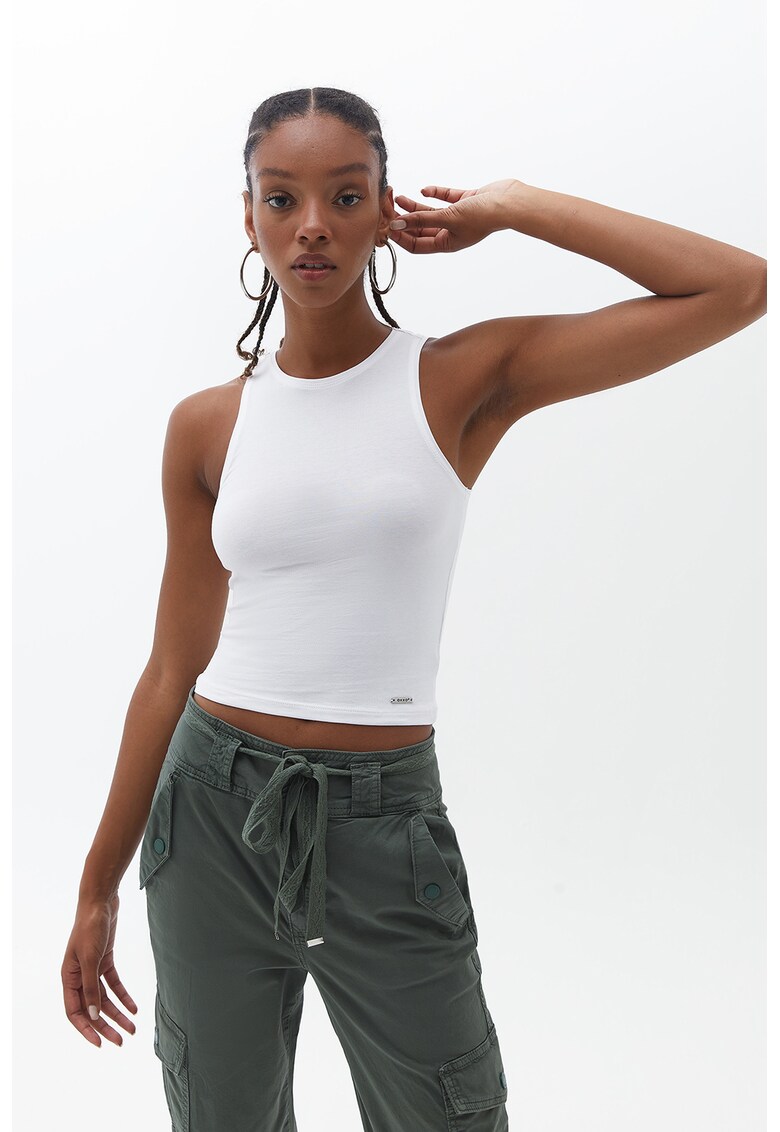 Top crop slim fit - Alb