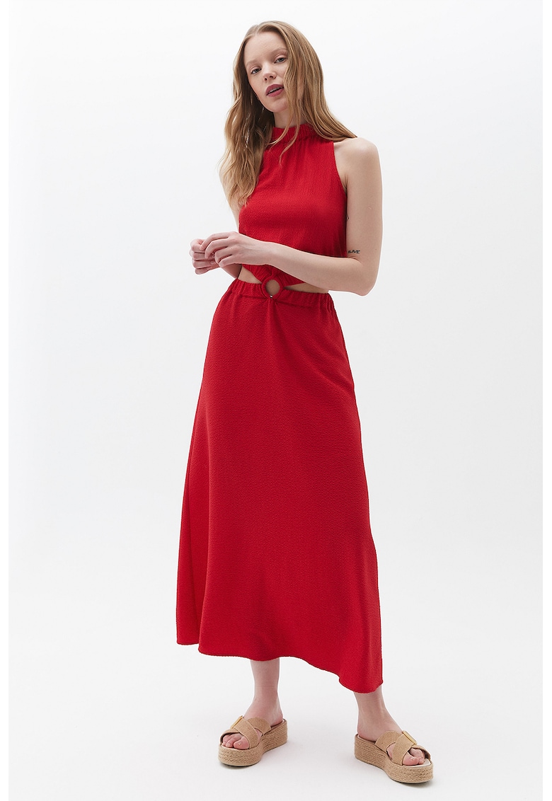 Rochie texturata cu decupaje laterale