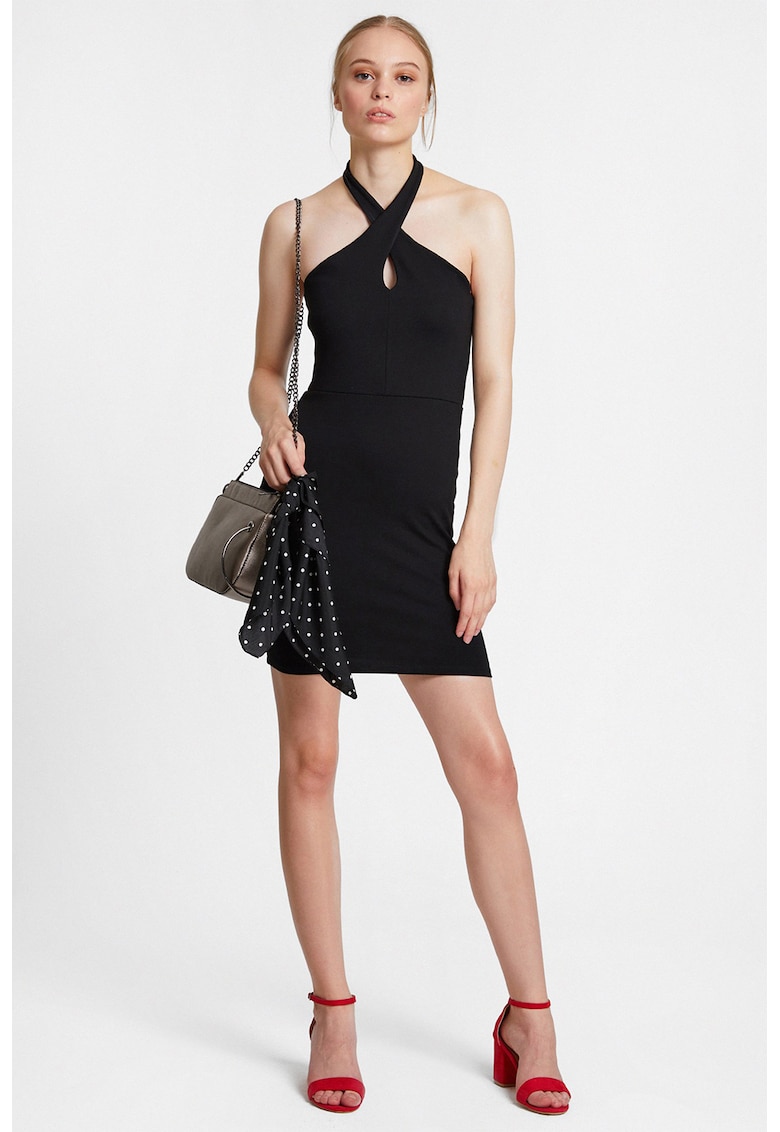 Rochie halter cambrata - Negru