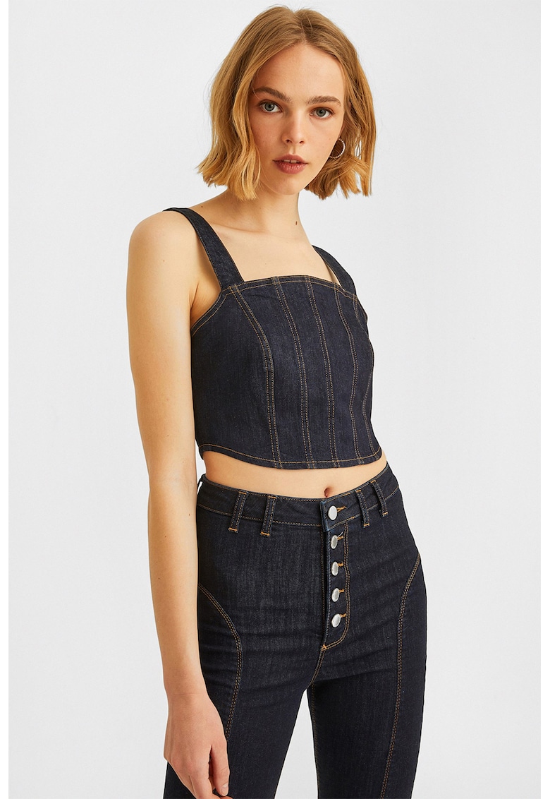 Top crop din denim