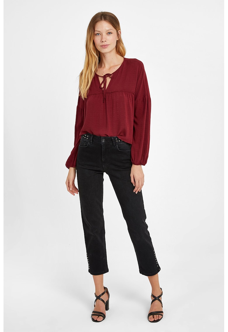 Blugi crop cu croiala dreapta si tinte