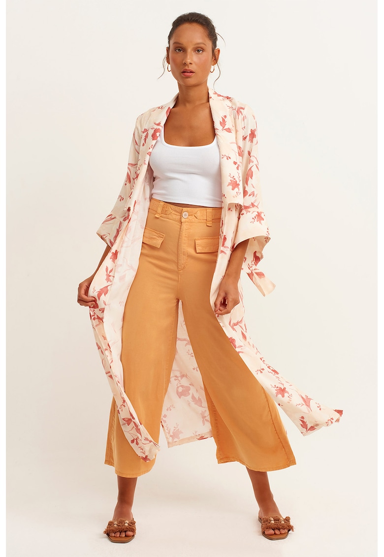 Pantaloni crop din lyocell cu croiala ampla