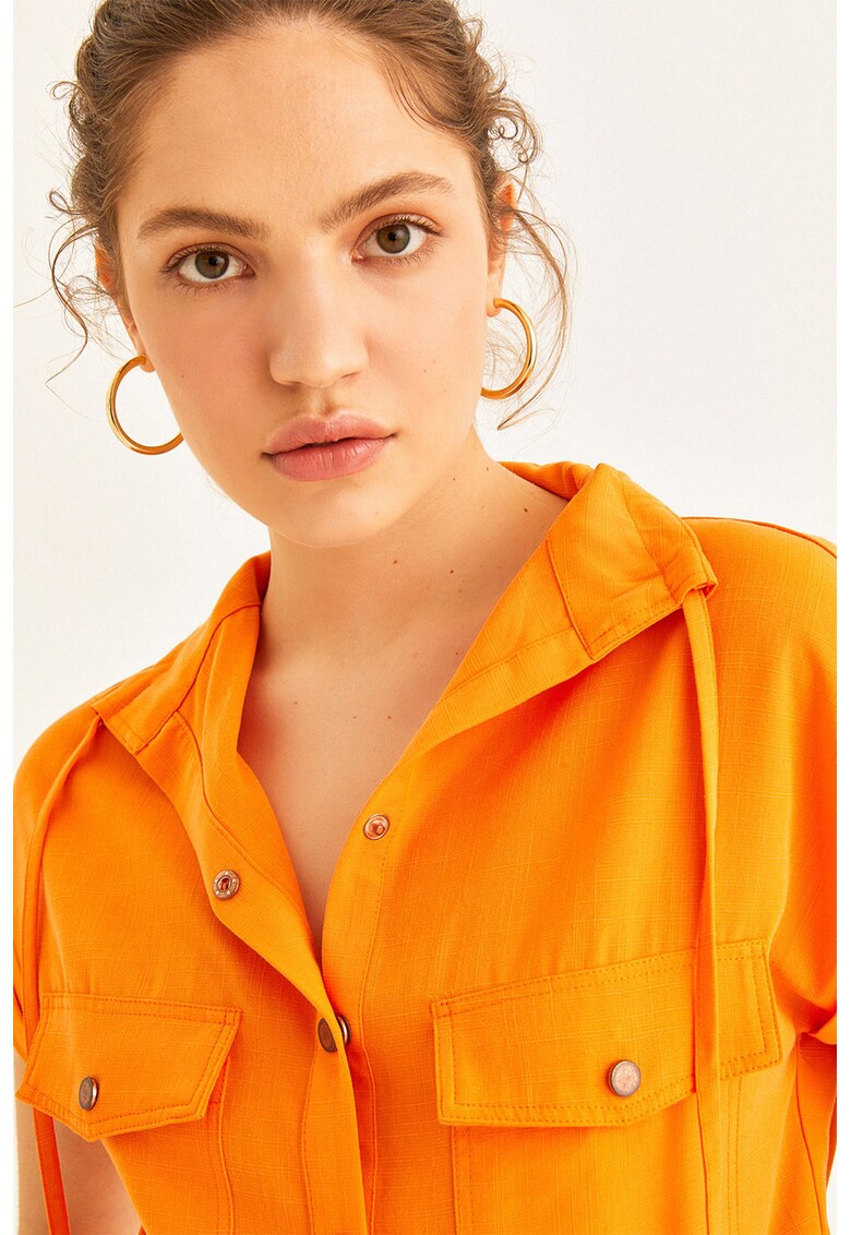 Camasa regular fit cu capse - Portocaliu
