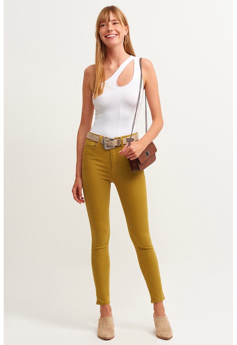 Blugi crop skinny - Galben mustar