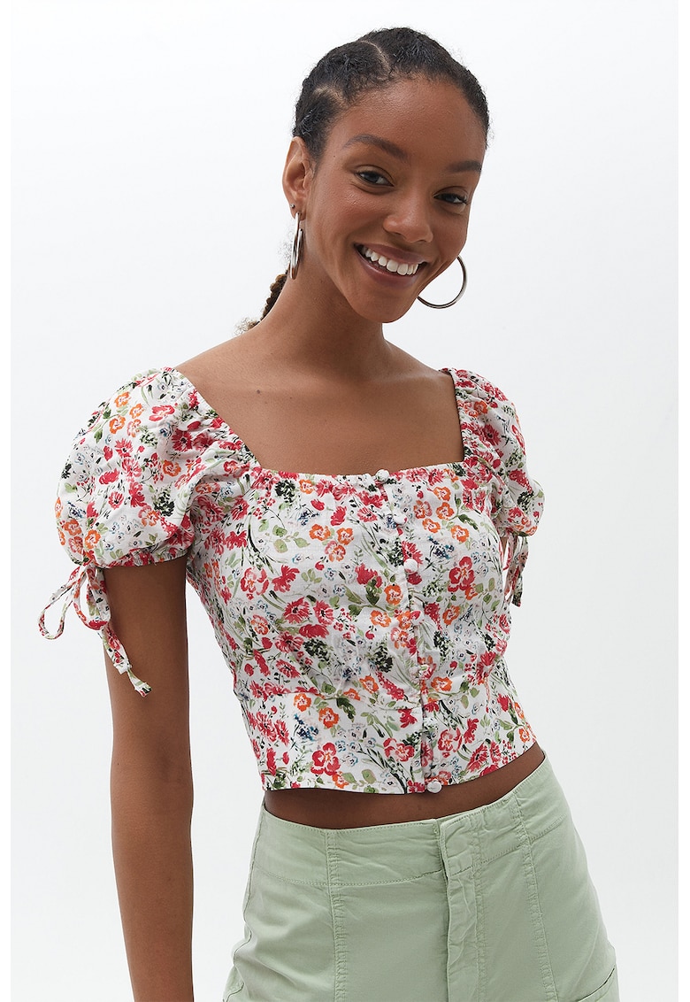 Bluza crop cu imprimeu