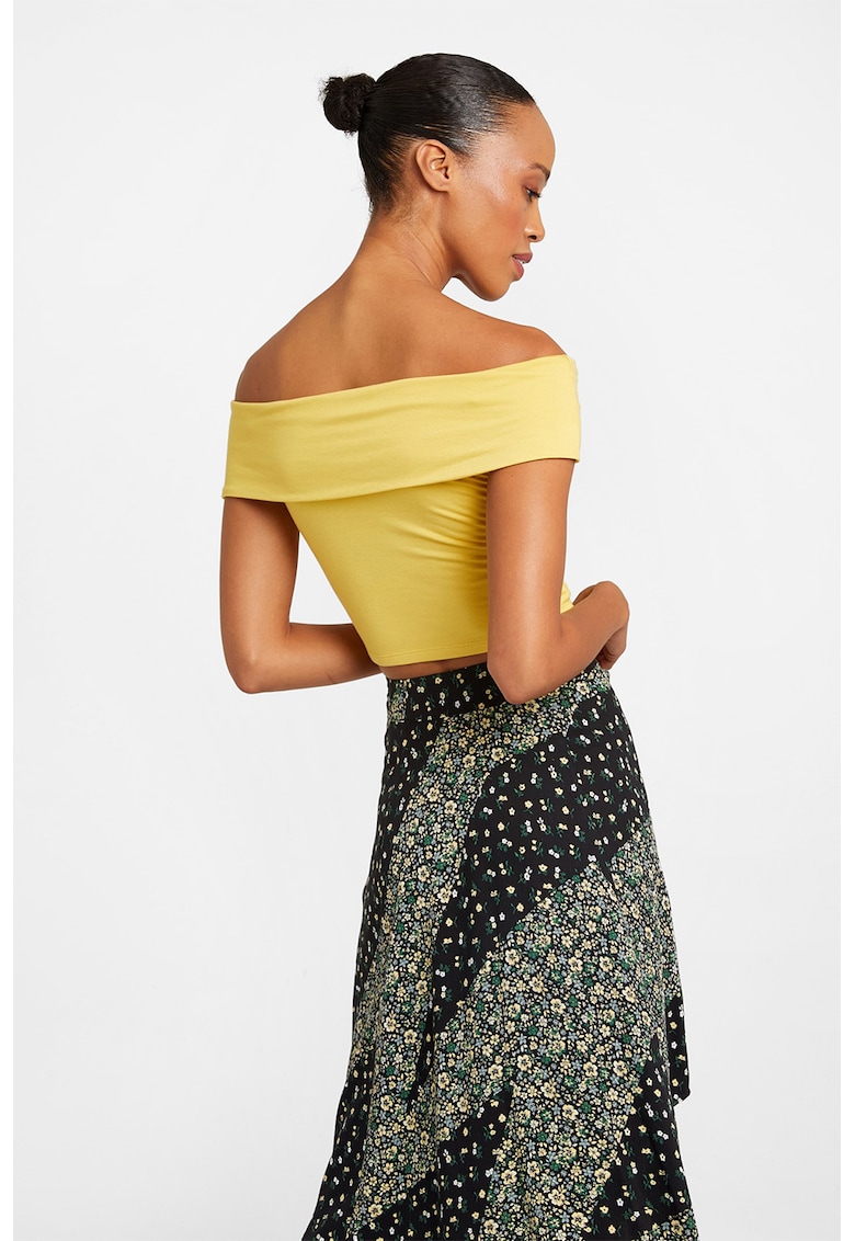 Tricou crop cu decolteu pe umeri