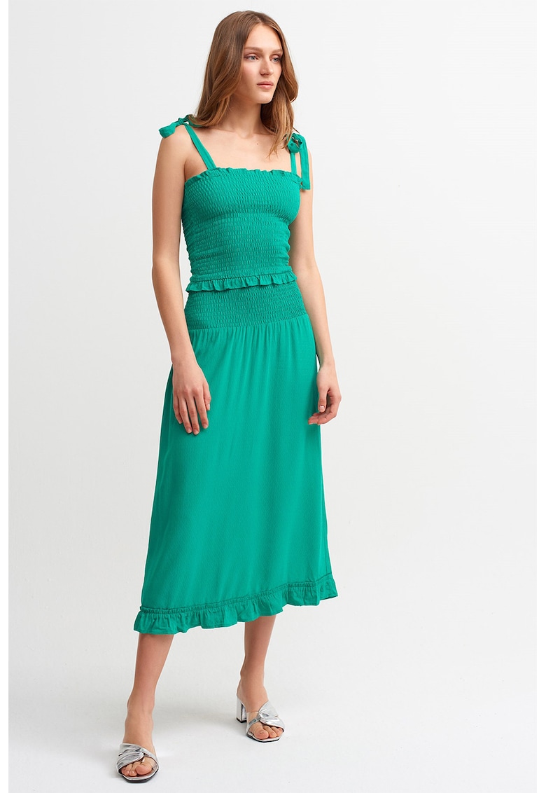 Rochie fara maneci cu segment cu insertie elastica Rochie fara maneci cu segment cu insertie elastica