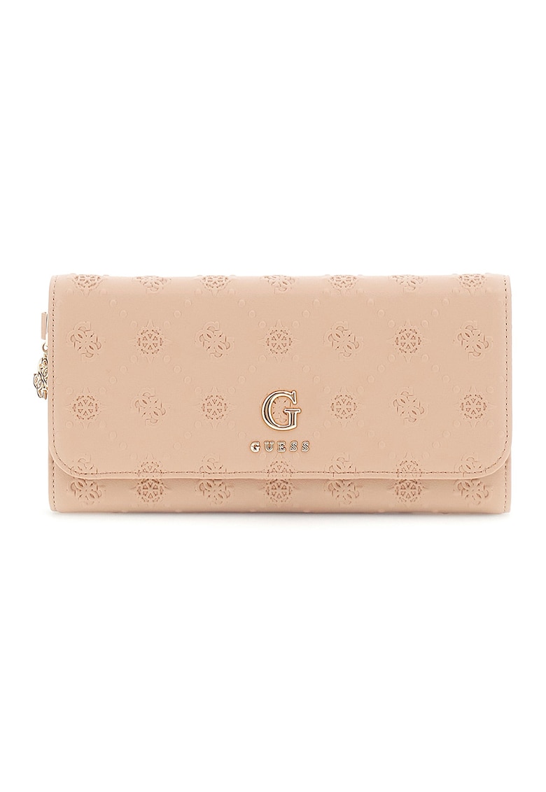 Portofel din piele ecologica cu model monograma si clapa