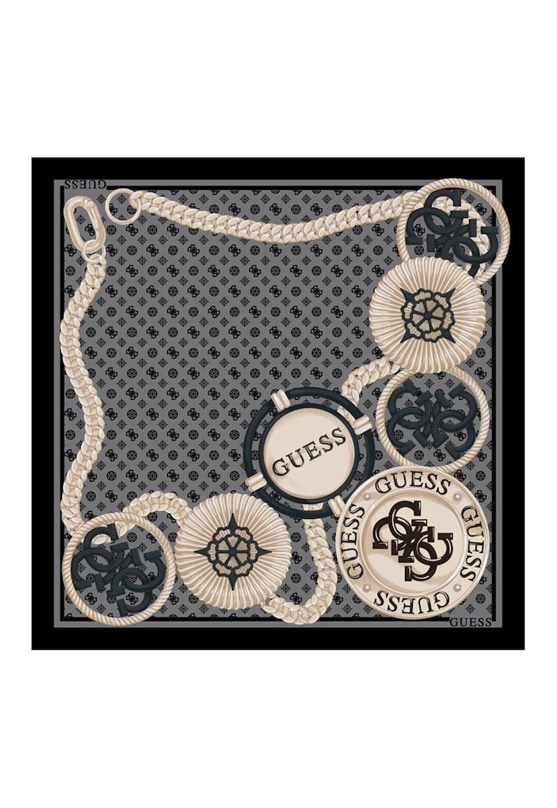 Esarfa cu imprimeu logo contrastant