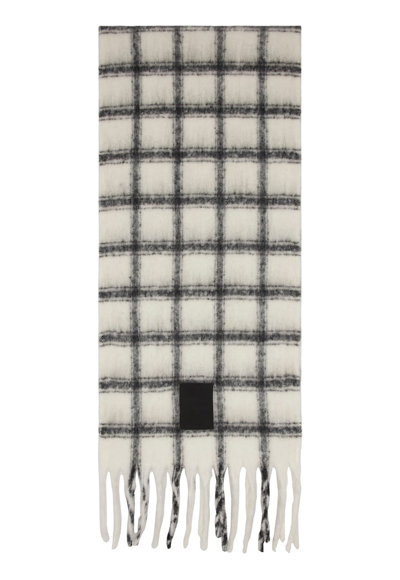 Fular cu model in carouri si franjuri