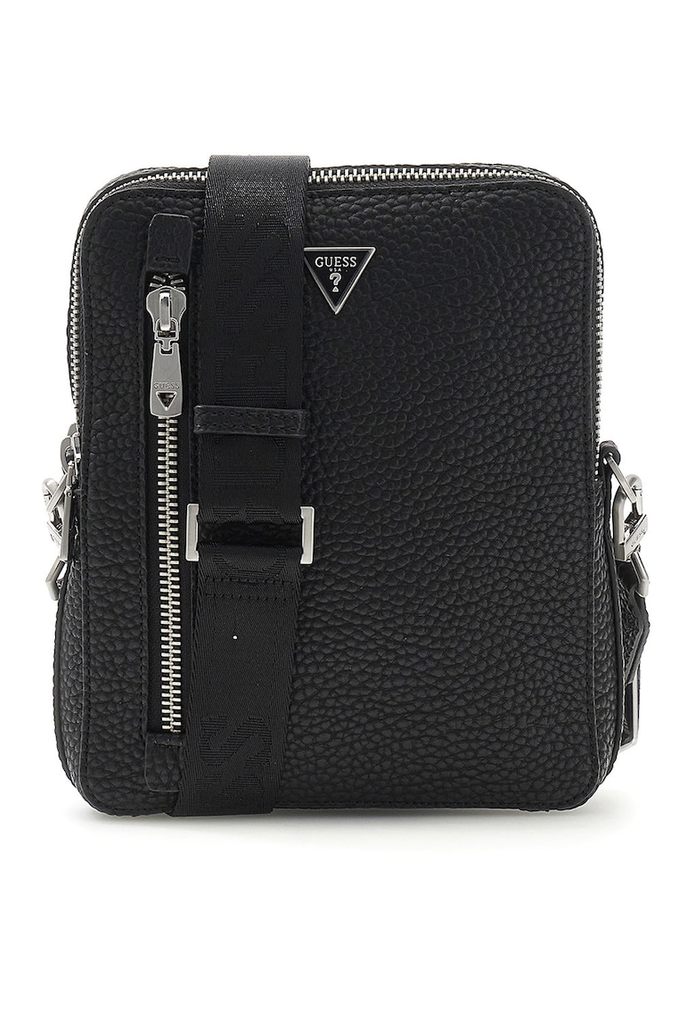 Geanta crossbody din piele ecologica cu bareta ajustabila - Negru