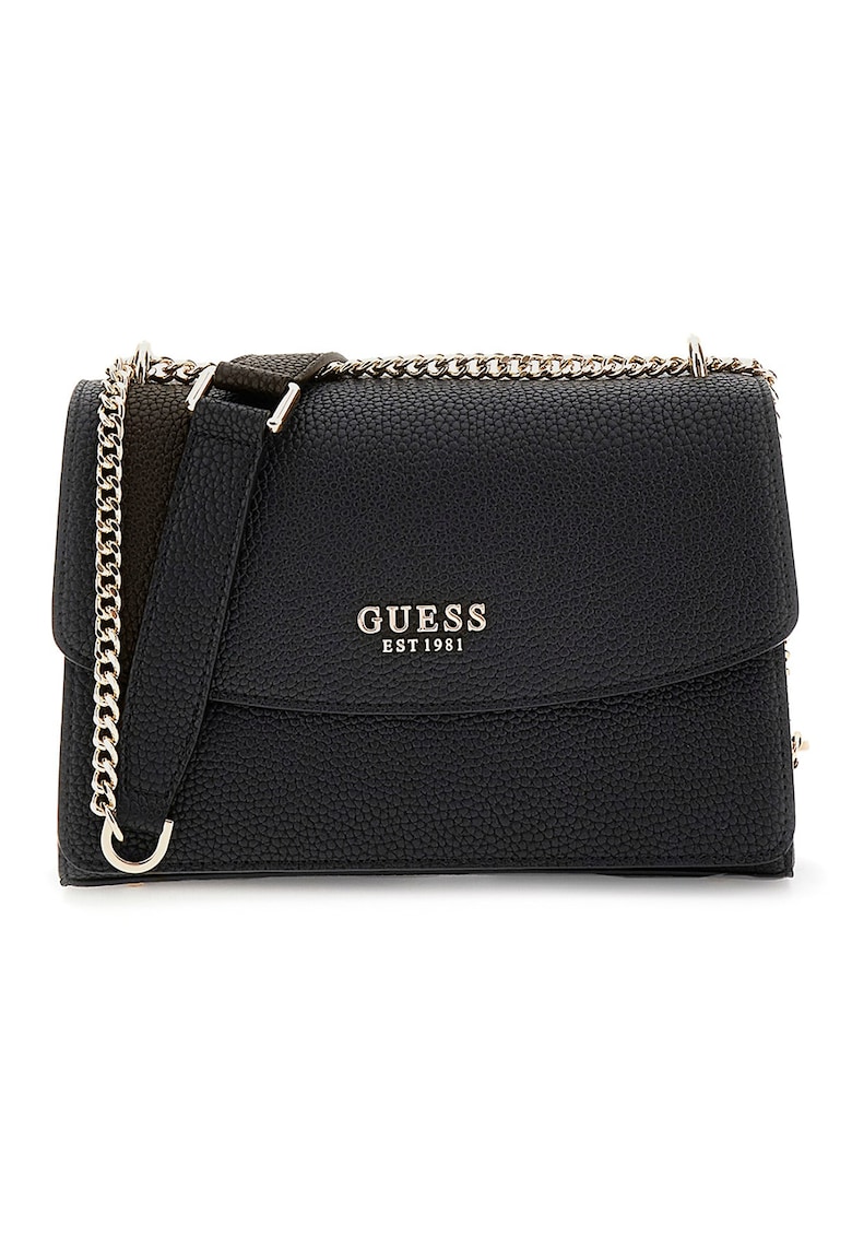 Geanta din piele ecologica cu bareta de umar si aspect texturat