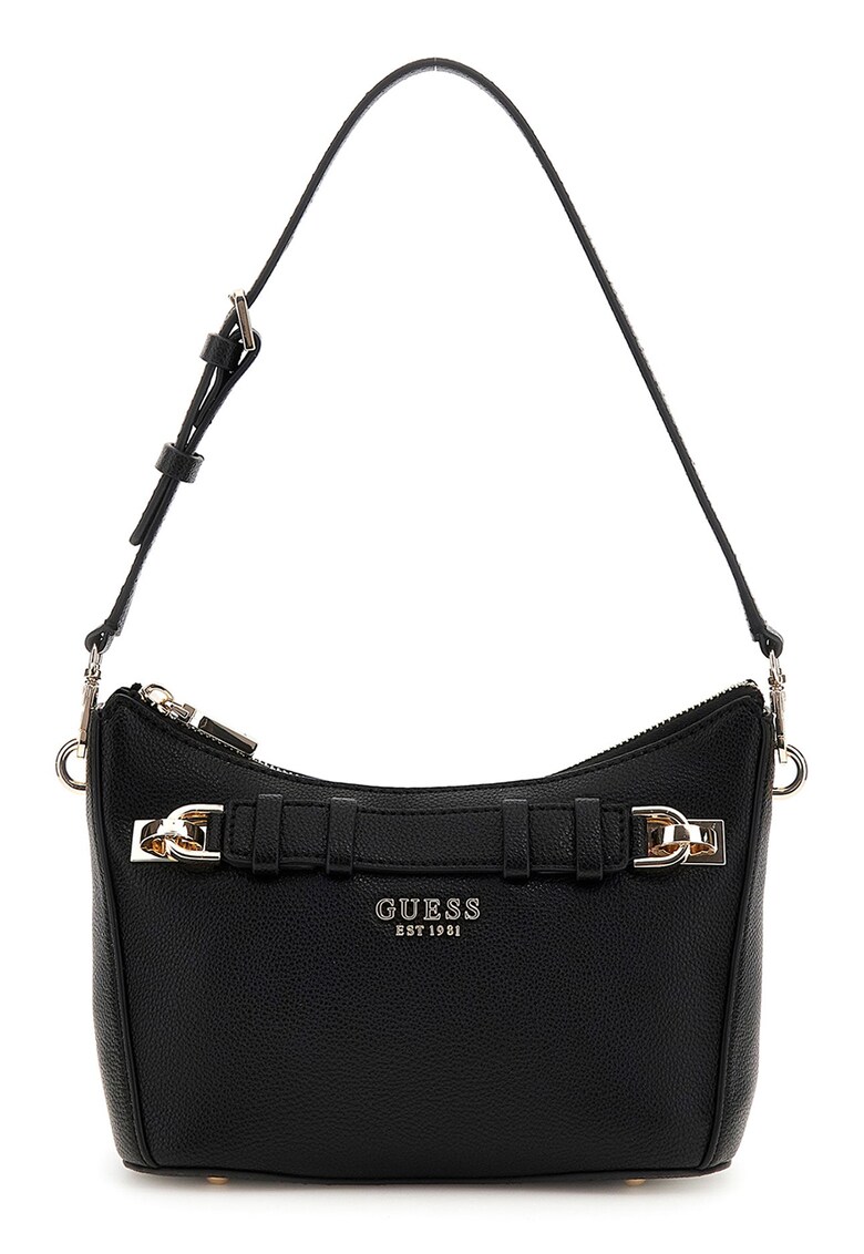 Geanta de piele ecologica cu bareta de umar si buzunar pe partea din spate cu fermoar