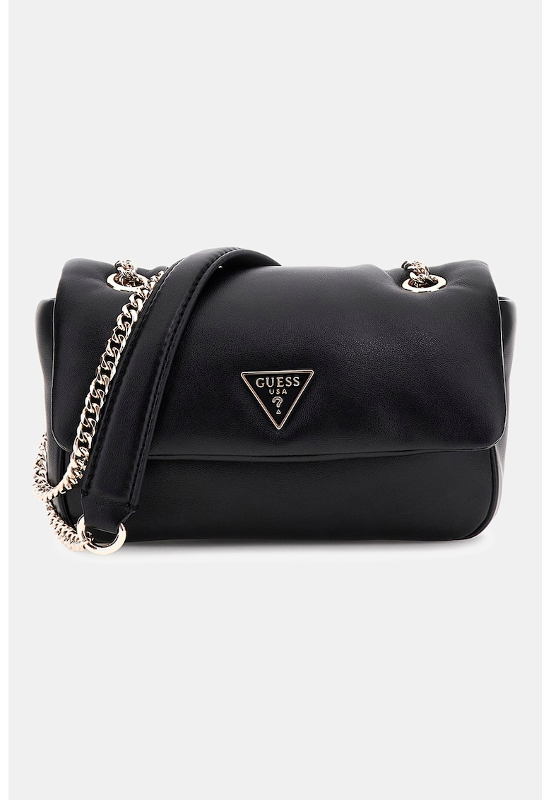 Geanta crossbody cu clapa si bareta din lant