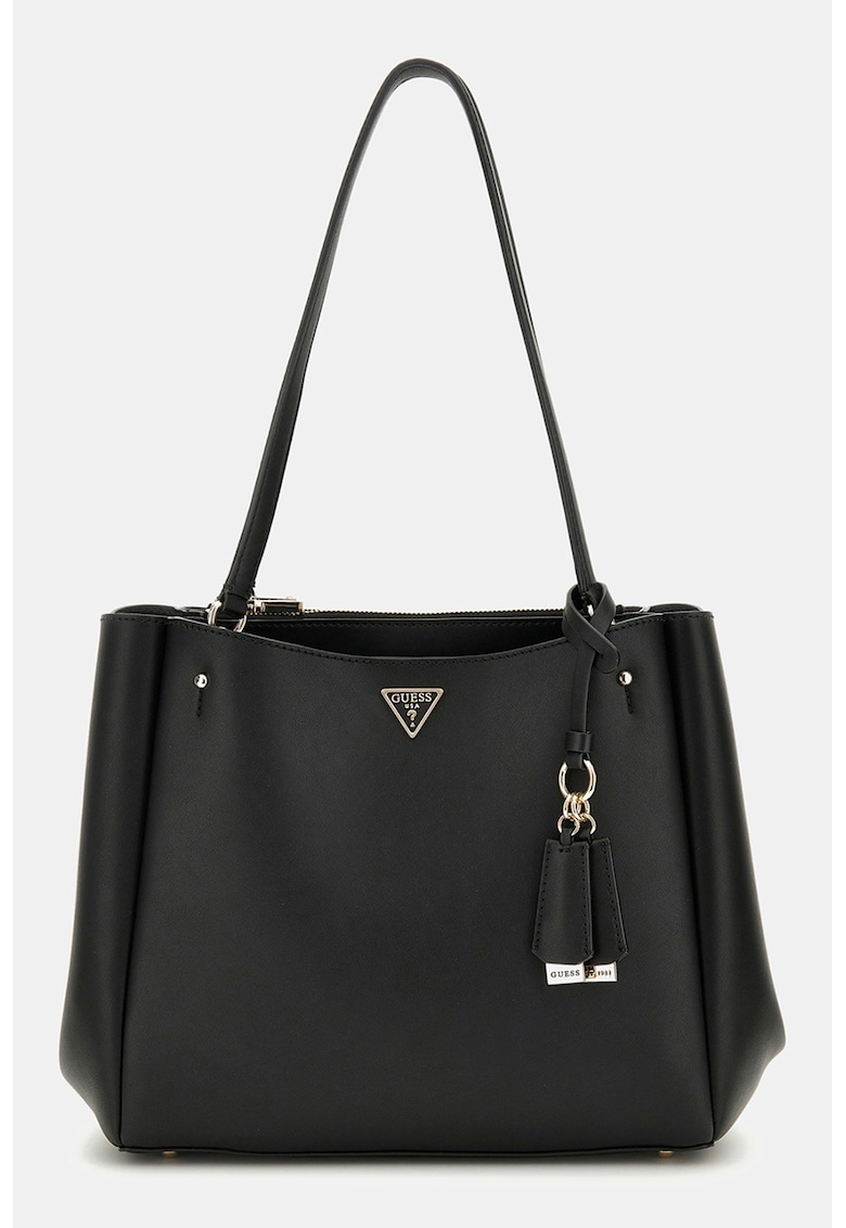 Geanta din piele ecologica cu bareta de umar si detaliu cu logo metalic